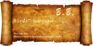 Biró Boriska névjegykártya
